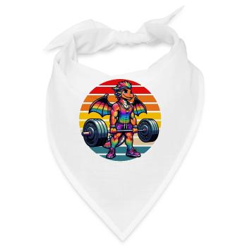 Strong Muscular Rainbow Dragon Lifting - Bandana - Weiß - Vorne