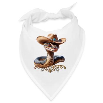 Süße Schlange mit Cowboyhut - Bandana - Weiß - Vorne