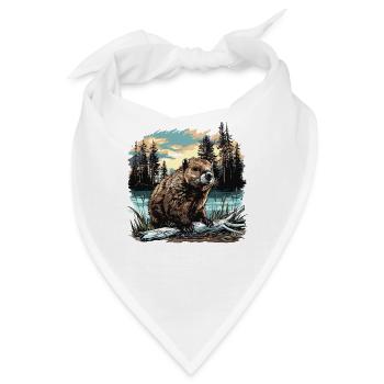 Beaver Biber - Bandana - Weiß - Vorne