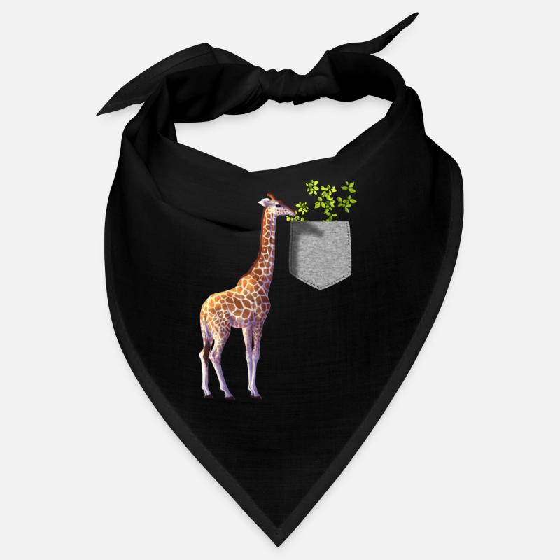 Girafe atteignant une branche avec des feuilles dans la poche Bandana