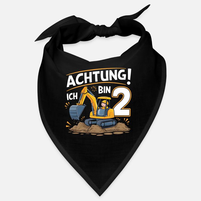 2. Geburtstag Junge 2 Jahre Bagger Baustelle Bandana