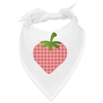 Erdbeere mit Karomuster - personalisierbar - Bandana - Weiß - Vorne