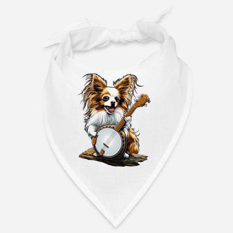 Papillon Dog Bluegrass Banjo Player Bandana