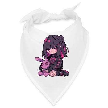 Anime Girl Goth Bunny Grunge Cute Kawaii Edgy - Bandana - Weiß - Vorne