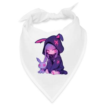 Anime Girl Kawaii Goth Bunny Cute Grunge Edgy - Bandana - Weiß - Vorne
