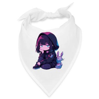 Kawaii Cute Anime Girl Goth Bunny Grunge Edgy - Bandana - Weiß - Vorne