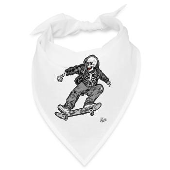 Dreckiger, fieser Skateboarder mit Totenkopf - Bandana - Weiß - Vorne