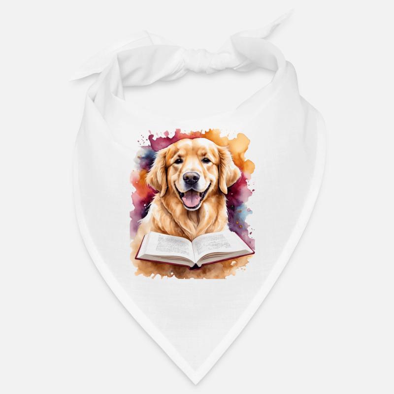 Impression de conception drôle de chien de lecture Golden Retriever Bandana