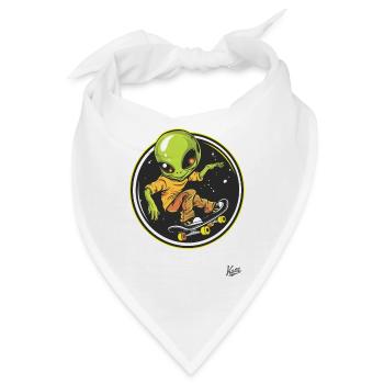 Skateboard fahrender Alien - Bandana - Weiß - Vorne