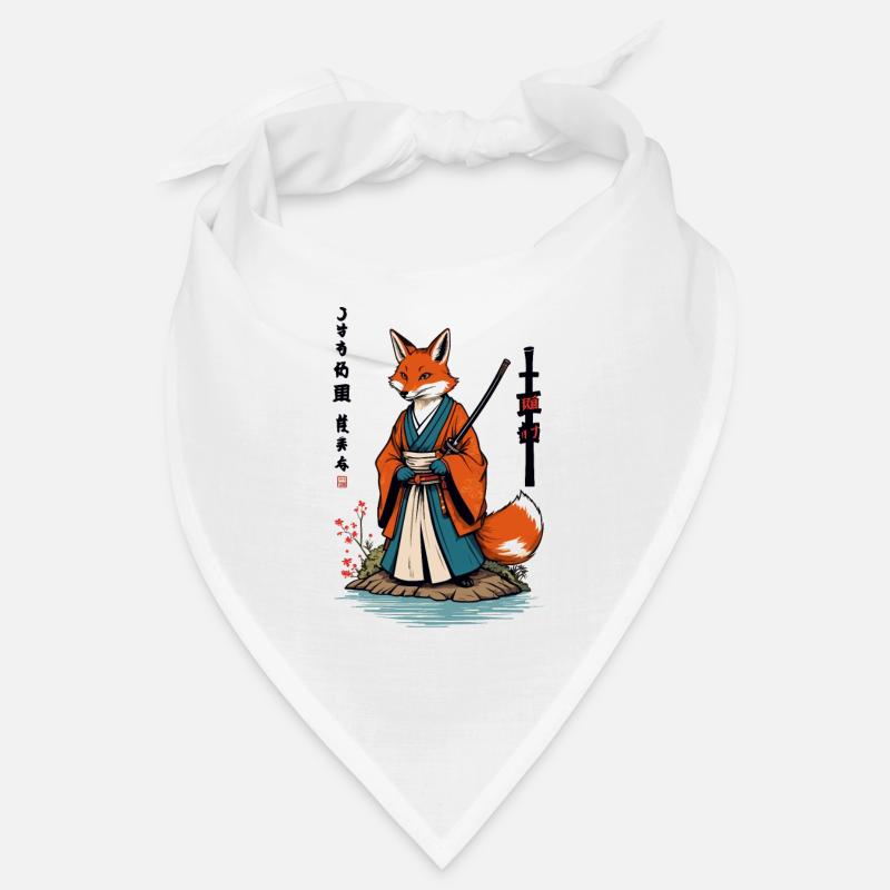 Kitsune Samurai Fuchs Vintage Ukiyo-e Stil Bandana