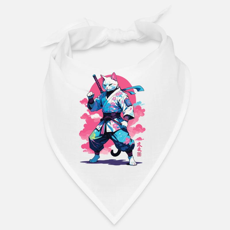 Samurai Cat Vaporwave Aesthetic Design Bandana