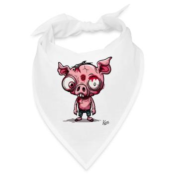 Unheimliches kleines Zombie-Schweinchen - Bandana - Weiß - Vorne
