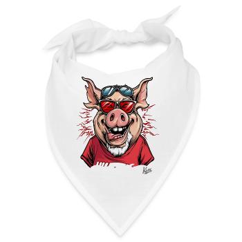 Lustiges sportliches Festival-Schwein - Bandana - Weiß - Vorne
