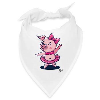 Niedliches Schweinchen Schwein als Ballerina - Bandana - Weiß - Vorne