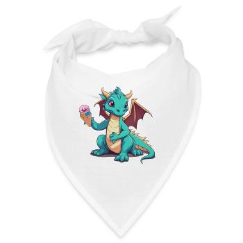 Drache Drachen Kind Kinder Eiskrem Baby - Bandana - Weiß - Vorne