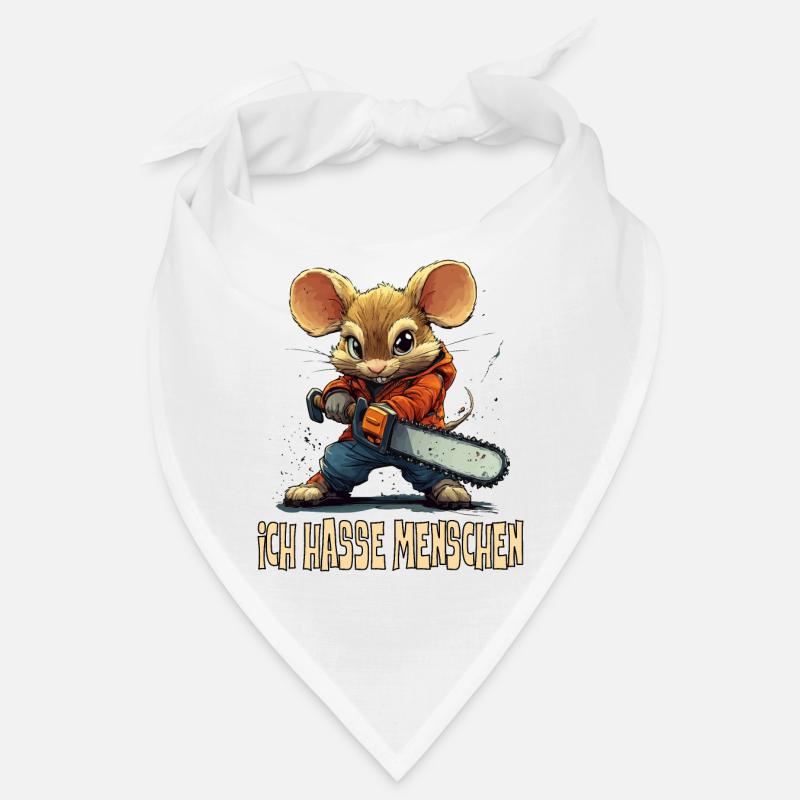 Funny mouse with chainsaw and saying, I hate Bandana