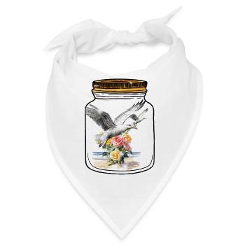 Geburtstag Flaschenpost Möwen Möwe Rosen - Bandana - Weiß - Vorne
