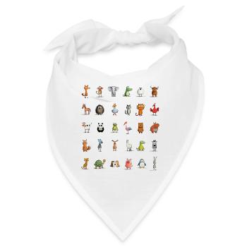 Tierische Charakter Parade - Bandana - Weiß - Vorne
