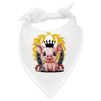 Schwein Glücksbringer Hufeisen Sieger Sieg Erfolg - Bandana - Weiß - Vorne