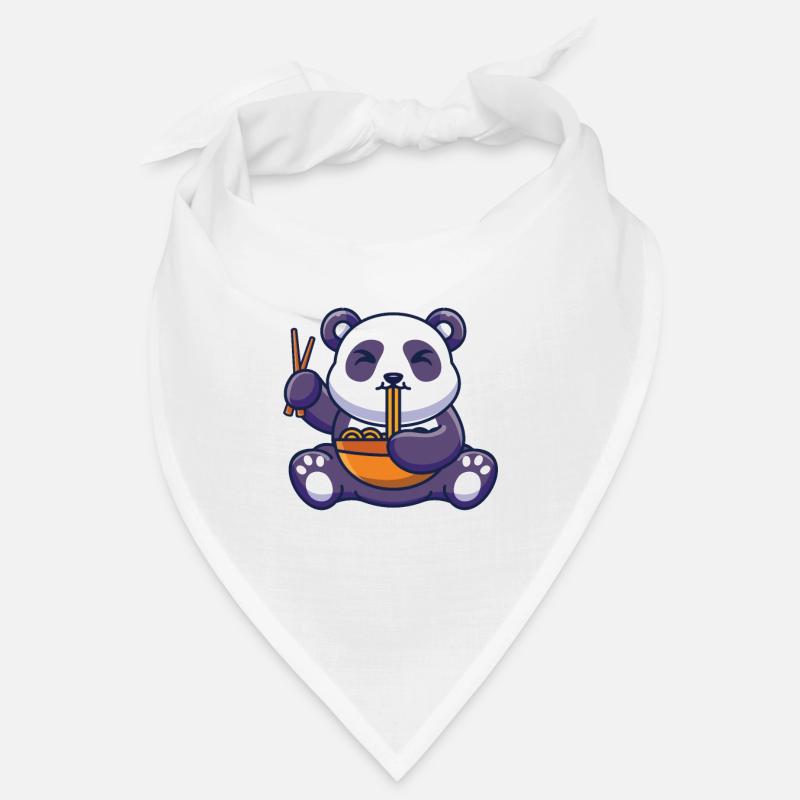 Drôle Pho Panda mignon mangeant Pho - Bandana - blanc