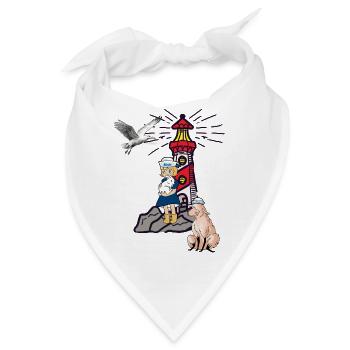 maritim Mädchen Leuchtturm Möwe Schaf Küste Moin - Bandana - Weiß - Vorne