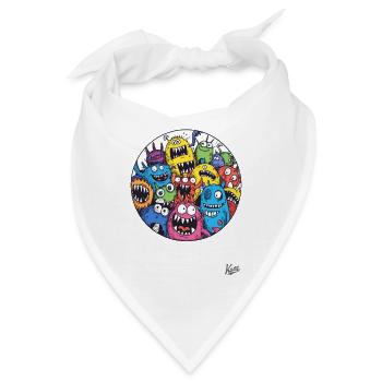 Lustige Monster-Freunde - Bandana - Weiß - Vorne