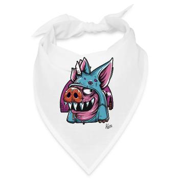 Lustiger Quasi-Modo: Das Cartoon-Schwein von Notre - Bandana - Weiß - Vorne