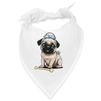 Knochen Mops maritim Matrose Matrosen Seemann - Bandana - Weiß - Vorne
