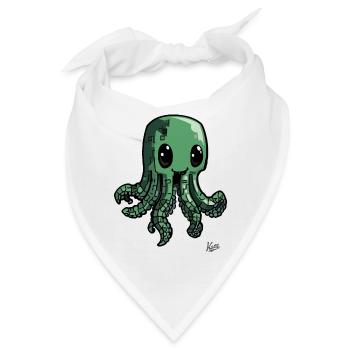Lustiger Grüner Pixel-Oktopus-Krake - Bandana - Weiß - Vorne
