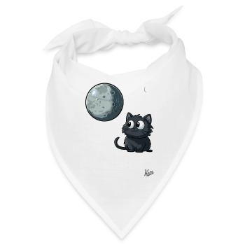Süße Katze unter Mond und Sternen - Bandana - Weiß - Vorne