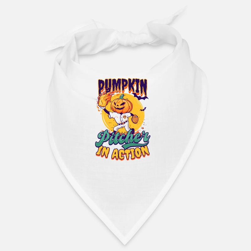 Pichet de citrouille de baseball d’Halloween en action Bandana
