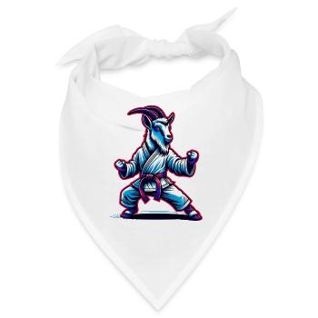 Karate Ziege - Kämpfende Ziege in Karate-Kleidung - Bandana - Weiß - Vorne