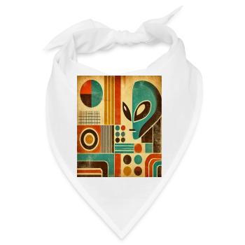 Retro abstraktes Bild mit Alien-Gesicht. - Bandana - Weiß - Vorne