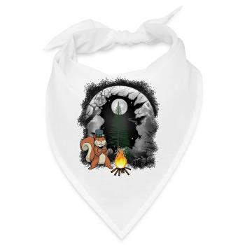 Feuer Lagerfeuer Waldbewohner Eichhörnchen Mond - Bandana - Weiß - Vorne