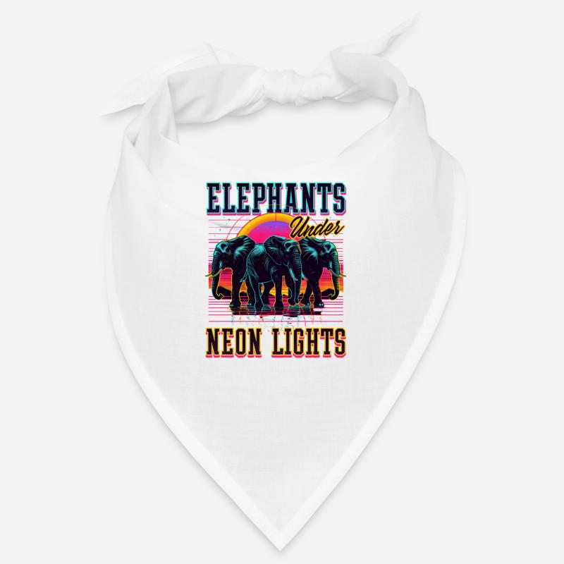 Elephant Elephants Under Neon Lights Bandana