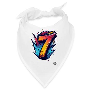 Knalliges "7" Design mit explosiven Farben - Bandana - Weiß - Vorne