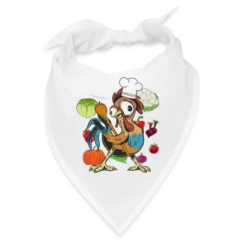 Huhn Hahn Koch Köche Köchin Kochkunst Gemüse - Bandana - Weiß - Vorne