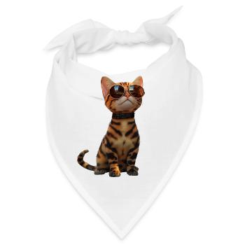 Bengal Katze Leopard Cat Leopardette Bengal Katzen - Bandana - Weiß - Vorne