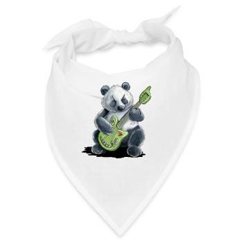 Panda Bär Spielt Gitarre Musik E-Gitarre - Bandana - Weiß - Vorne