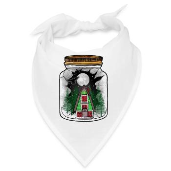 Haus Winter Schnee schneefall Mond Christmas Xmas - Bandana - Weiß - Vorne