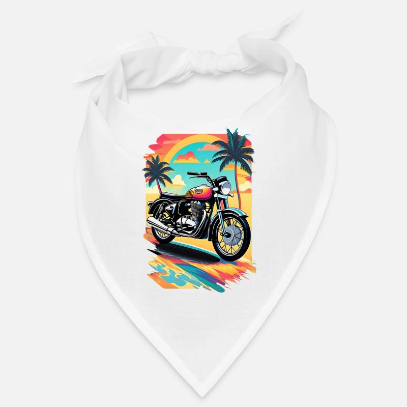 Retro-Motorrad an einem tropischen Strand Bandana