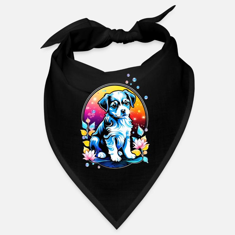 Chiot mignon avec des fleurs de lotus Bandana