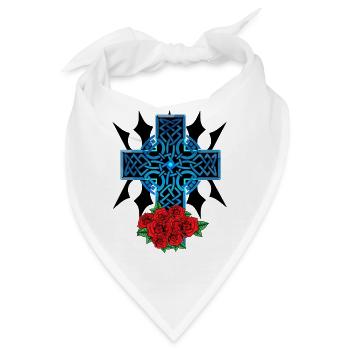 Halloween Kreuz Kreuze Kruzifix Rosen Tod Jenseits - Bandana - Weiß - Vorne