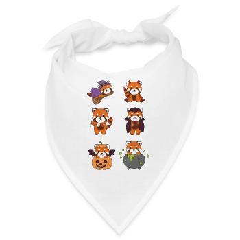 Rote Panda Halloween Teufel Kürbis Vampier Kostüm - Bandana - Weiß - Vorne