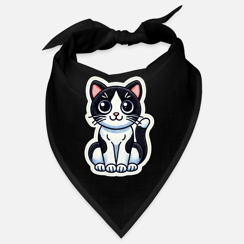 Mignon chat noir et blanc est bien assis / Patch Bandana