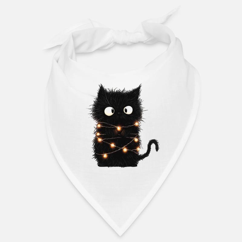 Lustige Lichterkette Katze Weihnachtsbaum Geschenk - Bandana - Weiß