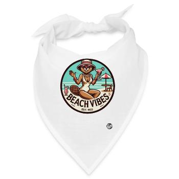 Biber-Dame bringt Retro Urlaub Strand-Vibes - Bandana - Weiß - Vorne