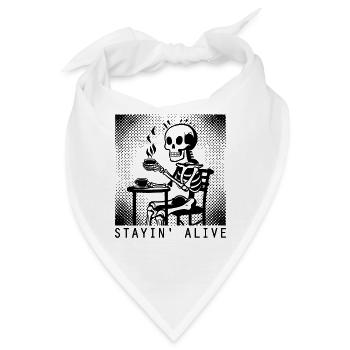 Stayin Alive - Barista - Kaffee - Bandana - Weiß - Vorne