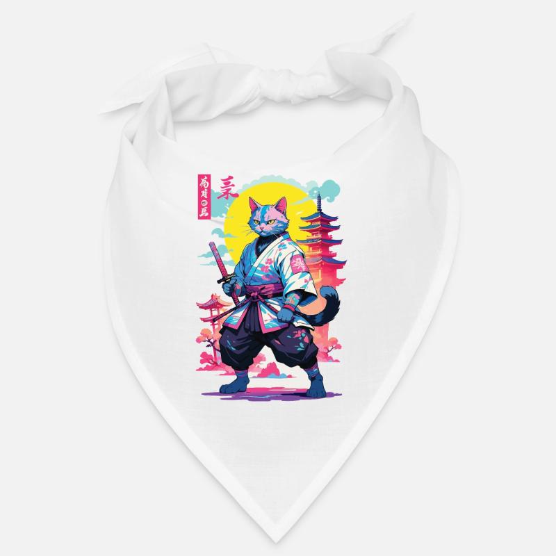 Conception esthétique Samurai Cat Vaporwave Bandana