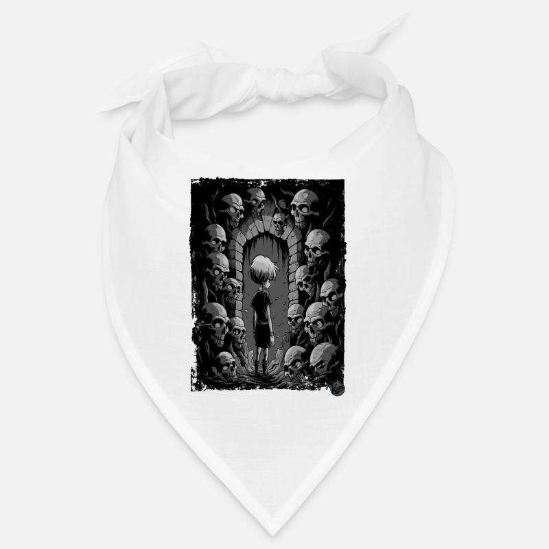 Garçon dans le donjon avec des crânes Bandana